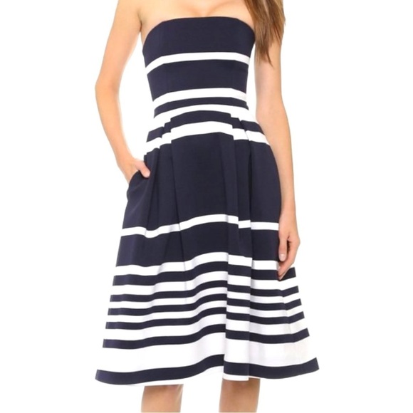 Nicholas Positano Striped Strapless Midi Dress - Picture 1 of 9